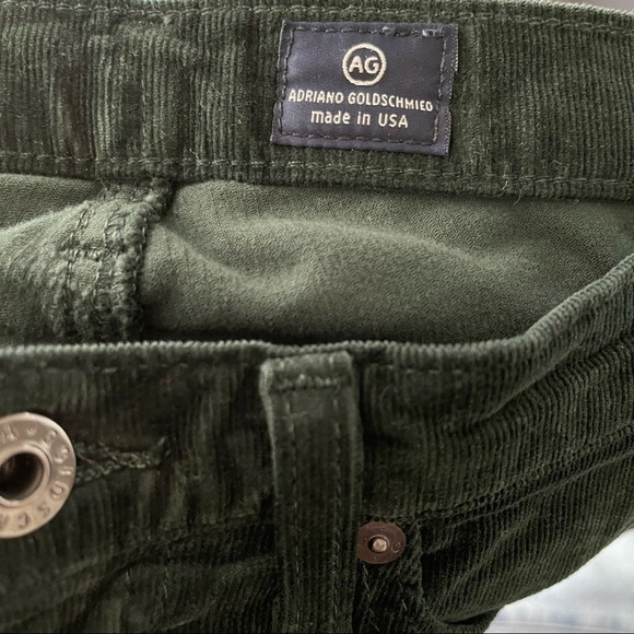 Anthropologie AG Slim Straight Stevie Corduroy Pant in Holly Green Size 26 - Picture 8 of 9